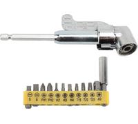 105 Degree Right Angle Drill Adapter Steel Right Angle Drill Attachment Bit Extension with 12 Screwdriver Bits for Impact Drivers and Drills (Adaptateur de perceuse à angle droit en acier avec 12 embo