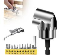 105° Perceuse D'angle Droite Adaptateur de Visseuse D'angle Renvoi d'Angle Visseuse Kit Porte-embout d'angle Multifonctionnel avec Porteembout Magnétique 1/4", pour Perçage d'espaces Etroits(court)
