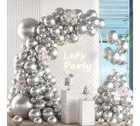 105 Pieces 5 10 12 18 Inch Balloon Arch Kit Silver Metal Balloon Garland Garland Latex Balloons Birthday Wedding Baby Shower Girls Women Boys Men Party Decorations