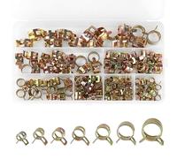 105 Pièces Collier de Serrage Tuyau, Collier Durite Essence, Ajustable Collier de Serrage Métallique, 7 Tailles 6/7/8/9/10/12/14 mm