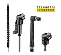 105° Tournevis Flexible, 14 Pièces Renvoi d'Angle Visseuse Kit, Tige Hexagonale de 1/4 de Pouce pour Perceuses électriques, Garages et Ouvriers du Bâtiment