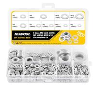 1050 Pièces Inox Rondelles Plates Metal, 9 Tailles Rondelles Acier Inoxydabl 304 - M2 M2.5 M3 M4 M5 M6 M8 M10 M12 Rondelle Inox pour Vis et écrous