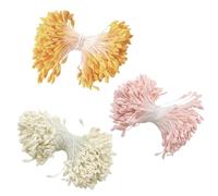 1050 Pièces Tiges de Fleurs Artificielles avec Étamines en Cure Pipes Étamines Artificielles à Double Perles, Pistils Mats en Jaune, Blanc et Rose Idéal pour la Création de Fleurs Artificielles