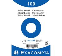 [10509E] Exacompta Paquet de 100 Fiches BRISTOLS BLANC 105/148 S/FILM