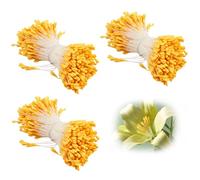1050Pcs Étamines Mates de Malt à Tête Plate Pistils De Fleurs À Double TêTe Faits Main 3mm Double Têtes Fleur Étamine, Jaune, pour Décoration I'artisanat DIY Scrapbooking Cartes Papier Et Tissu Fleurs