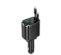105W Chargeur Allume-Cigare 5-en-1 avec Câble USB-C Rétractable | 3 Ports (PD 30W + QC3.0 + USB-A) | Charge Rapide pour iPhone 15/14/13, Samsung S23/S22, AirPods, Tablettes | Compatible GPS, Dashcam