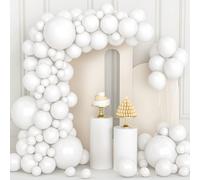 106 pcs Ballons Blanc Ballons en Latex 5 10 12 18 pouces Kit de Guirlande de Ballon Blanc avec Ruban pour Femmes Garçons Filles Fête d'Anniversaire Mariage pique-nique douche de Mariée Décorations