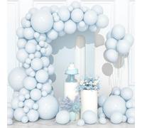 106 pcs Ballons Bleus Pastel Ballon en Latex 5 10 12 18 pouces Kit Guirlande Ballon Bleu Clair Pale avec Ruban pour Filles Garçons Fête d'Anniversaire Baptême Mariage Baby Shower Sexe Révéler Neutre