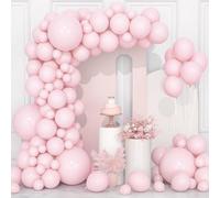 106 pcs Ballons Rose Pastel Ballon en Latex 5 10 12 18 pouces Kit Guirlande Ballon Rose Clair Pale avec Ruban pour Filles Enfants Fête d'Anniversaire Baptême Douche Bébé Mariage Baby Shower Décoration
