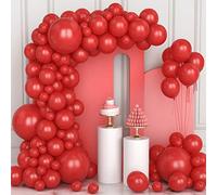 106 pcs Ballons Rouge Ballons en Latex 5 10 12 18 pouces Kit de Guirlande Ballon Rouge avec Ruban pour Femmes Garçons Filles Fête d'Anniversaire Mariage Noël Fêtes de mariage Carnaval Décorations