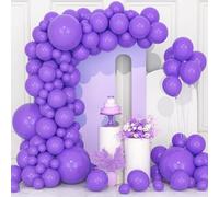 106 pcs Ballons Violets Ballon en Latex 5 10 12 18 pouces Kit de Guirlande Ballon Mauve Mat avec Ruban pour Femmes Garçons Filles Fête d'Anniversaire Mariage Remise de Diplômes Bébé Mariée Décorations