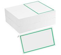 106 Pcs Marque Place Mariage, Marque Place Anniversaire, Porte Nom Table Mariage Cartons de Placement Blanches, Marque Table Mariage, Marque-Places avec Bordure Vert pour Fêtes Baptême Communion