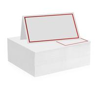 106 Pcs Marque Place Mariage, Marque Place Anniversaire, Porte Nom Table Mariage Cartons de Placement Blanches, Marque Table Mariage, Marque-Places avec Bordure Rouge pour Fêtes Baptême Communion