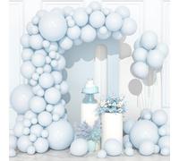 106 Pcs Pastel Blue Latex Balloons 5 10 12 18 Inches Kit Garland Balloon Light Blue With Ribbon For Girls Boys Birthday Party Christening Wedding Baby Shower Gender Reveal Neutral