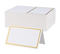 106 Pieces Marque-Places, Cartes de Nom Table, Cartes de Place, Carte de Noms, Cartons de Placement Blanches, Carte Porte-Nom avec Bordure Dorée pour Mariages Fêtes Décoration