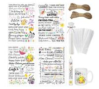 106 Pièces Tatouages de Bougies Pâques Dictons de Bougies Tatouages de Bougie Atouages pour Bougies de Pâques avec Poches Plates Et Ficelle pour les Décorations de Bougies de Pâques