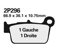 10685 - PLAQUETTES, FREIN 2P296ST compatible avec SUZUKI DR-Z 400 SM 400 2005-20