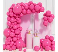 106Pcs Hot Pink Balloons Latex Balloons 5 10 12 18 Inches Kit Garland Balloon Rose Red With Ribbon For Women Girls Birthday Party Carnival Wedding Party Christening Decorations