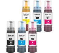 107 Encre Compatible Avec Epson 107 Bouteille D'Encre Multipack Pour Ecotank Et-18100 (6-Packnoir/Cyan/Magenta/Jaune/Cyan Clair/Magenta Clair)