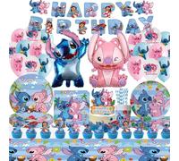 107 Pcs Enfants Anniversaire Vaisselle Kit, Décoration Danniversaire Ballon Vaisselle Garçon Fille Couverts de fête,Décorations de Table D'anniversaire Assiettes Ballon pour Enfants