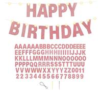 107 pièces de banderoles personnalisées avec lettres et chiffres - Décorations de flash-banner personnalisées pour anniversaire, Noël, carnaval, fête (Or rose)