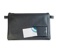 10716 Pochette en cuir synthétique avec fermeture éclair et fenêtre pour cartes de visite et étiquetage Noir Format A5 27 x 17 cm