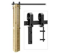 107cm/3.5FT Rail Porte Coulissante Pliante Kit Roulette Suspendue Systeme Noir pour 2 Porte Coulissante Interieur 51cm Large