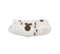 108 Perles Mala en Pierre Naturelle Bracelet Collier de Méditation Yoga avec Breloque Om (White Jade (Jade Blanc))