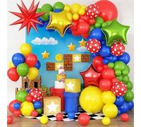 108 Pièces Ballons Rouges, Bleus, Jaunes, Verts, Guirlande Ballons Colorée avec ballons en Aluminium en Forme D'étoile, pour Fête à Thème de Jeu, Carnaval, Décoration Cirque, Décoration D'Anniversaire