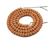 108 Rudraksha Naturel Seed Seed Perles Perles Rosaire Collier pour la prière de méditation, 10 mm