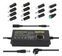 108 W Adaptateur Universel, Convertisseur 100 V-240 V AC/DC Alimentation Universelle 9 V-36 V 3 A Adaptateur Secteur Réglable avec 14 Embouts et Convertisseur de Polarité