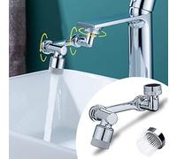 1080° Rotating Splash Filter Faucet,Adaptateur de Robinet Universel Polyvalent,AéRateur D'éVier Monté pour la Cuisine et la Salle de Bain (Bras MéCanique Double Sortie D'Eau)