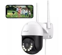 1080P Caméra de surveillance extérieure Wi-Fi PTZ 355°/90° IP66 Alarme vision nocturne Détection de mouvement Enregistrement 24/7