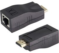 1080P Convertisseur Hdmi Mâle Vers Rj45 Femelle Adaptateur Ethernet Réseau 4K,Répéteur Hdmi Via Un Câble 6/6E,Extension Hdtv Pour Hdtv Ps4 Stb 4K 2K (Noir/2Pièce)