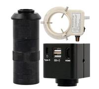 1080p HDMI Type-C PC PC Microscope Industriel Mesure de caméra U Disquez vidéo Disque et objectif C-Mount 100X avec lumière annulaire réglable LED à 56 - noir