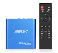 1080p Lecteur Multimédia HDMI, HD Media Player avec Télécommande, Bleu | Lecteur Multimédia pour TV, Compatible MKV/MP4/AVI/H.265, disque dur externe jusqu'à 8 To, clé USB/carte SD jusqu'à 256Go