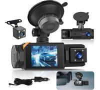 1080P WiFi Dash Cam,3 Channel Dash Cam Front and Rear Inside,Caméra de Bord Full HD 2.0 inch IPS pour Voitures avec Enregistrement en Boucle,Vision Nocturne,Détection de Mouvement