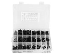 1080pcs Hex Screw Nut Set, Black Carbon Steel Semi-Circular Head Hex Screw Nut Bolt Flat Washer Wrench Wrench Combination Set