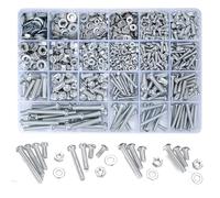 1080pcs vis et écrou combo Kit, machine métrique vis et écrous et boulons rondelles Plates, m3 / M4 / M5 / M6 Phillips rainuré tête de disque hexagonale boulon et écrou Kit
