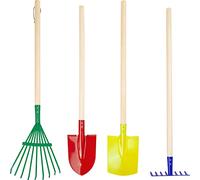 10838 Set d'outils de jardin "Multicolore" en bois et métal, râteaux, pelle et bêche, à partir de 3 ans