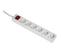 Hama Multiprise 6 Prises- 16A - 3680W (Prise Multiple Rallonge Electrique 5m, Bloc 6 Prises Type F Schuko Compatible France, Securité Enfant, Idéal Bureau PC luminaires, Meuble TV, Garage) Blanc