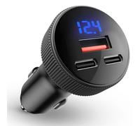 108W Chargeur Voiture USB C, [Double PD + QC3.0] Adaptateur de Charge Rapide Métaux, 3-Ports Chargeur Allume Cigare USB C avec Voltmètre LED, Charge Rapide pour iOS, Android, Comprimés