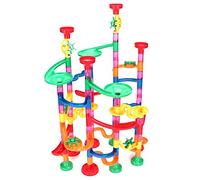 109 Pièces Circuits de Billes Rampe de Course Piste en Plastique Labyrinthe Billes Toboggan à Billes Jeu de Construction Ludique Cadeau Educatif pour Enfants Filles Garçons 3 Ans+