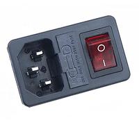 10A 250VAC 3 broches iec320 C14 connecteur d'entrée prise de courant avec lampe rouge interrupteur à bascule 10A porte-fusible prise interrupteur d'alimentation interrupteur électronique (Color : 10p