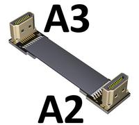 10cm A2-A3 Câble d'extension HDMI Standard type A V2.0 intégré, prend en charge le câble plat 2K / 144hz 4K/60Hz, câble d'extension de fil d'ordinateur Nipseyteko