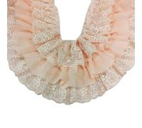 10CM Wide Three Layers Pleated Chiffon Fabric Embroidery Fringe Ribbon Lace Collar Ruffle Trim DIY Apparel Curtains Sewing Decor(Orange)