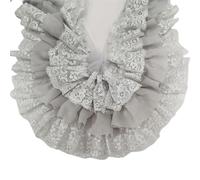 10CM Wide Three Layers Pleated Chiffon Fabric Embroidery Fringe Ribbon Lace Collar Ruffle Trim DIY Apparel Curtains Sewing Decor(Gray)