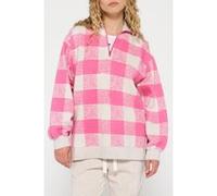 10DAYS High Neck Zip Sweater Check Bright Pink Taille: XS | Pulls Outlet | Femme | Rose