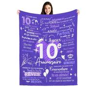 10e anniversaire Couvertures Plaids pour filles Cadeaux d'anniversaire pour les filles de 10 ans Fille Sœur Petite-fille Nièce Cousine Meilleure amie Idées de cadeaux d'anniversaire (10-elle)