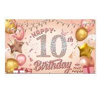 10e Anniversaire Décorations Toile de Fond, Fond de Bannière Extra-Long avec des Ballons, Bannière Joyeux Anniversaire, Utilisé pour le mur de Fond, Décorations de Fête D'anniversaire, 180x110CM